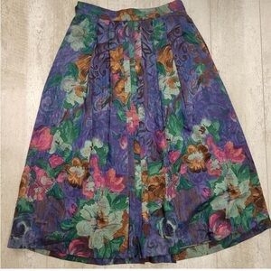 Geiger vintage new virgin wool floral midi skirt